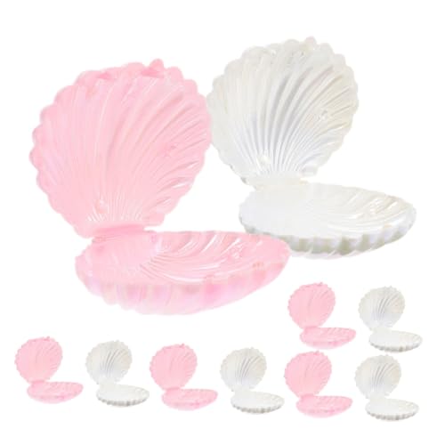 Amosfun Cajas de Dulces Forma de Concha Marina, 10 Piezas (5 Blanco Perlado 5 Rosa Perlado), Tamaño Pequeño, Caja para Chocolates y Regalos de Fiesta, Contenedores para Joyas y Detalles