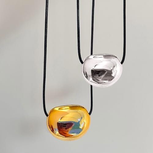 Pendentif géométrique irrégulier et collier cordon cuir PU ajustable - 2