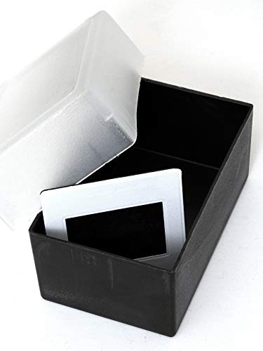 Box Scatola Archiviazione Porta Diapositive Nera con Tappo Semi-Trasparente