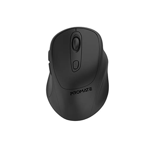 Promate Ergonomic Wireless Mouse, comfortabele 2,4 GHz muis met zeer nauwkeurige vloeiende bewegingen, 6 knoppen, instelbare DPI-knop, USB-ontvanger met laag profiel en 10 m werkgebied, Clix-9