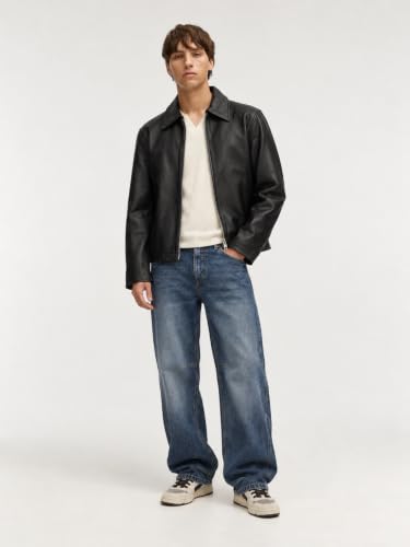 EXOTIX Black Boxy Crop Leather Jacket for Men - Image 7