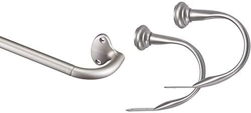 Amazon Basics Room-Darkening Curtain Rod - 71 to 122 cm, Nickel & Decorative Curtain Holdback, Set of 2, Nickel