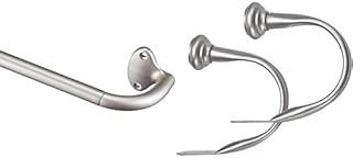 Amazon Basics Room-Darkening Curtain Rod - 71 to 122 cm, Nickel & Decorative Curtain Holdback, Set of 2, Nickel