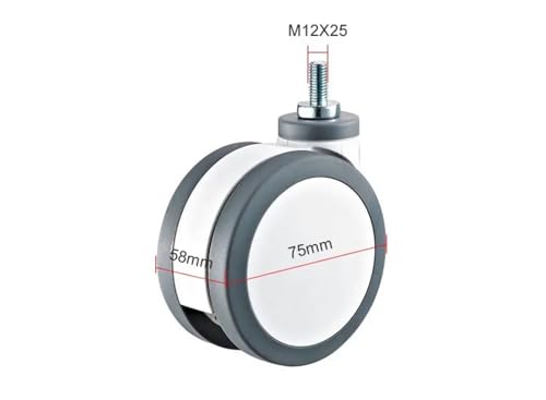 Roulettes en PU pour meuble et usage médical tige filetée M12 - 3