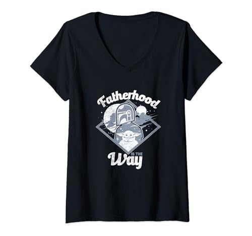 T-shirt Star Wars femme col V le lien unique Grogu et Mando