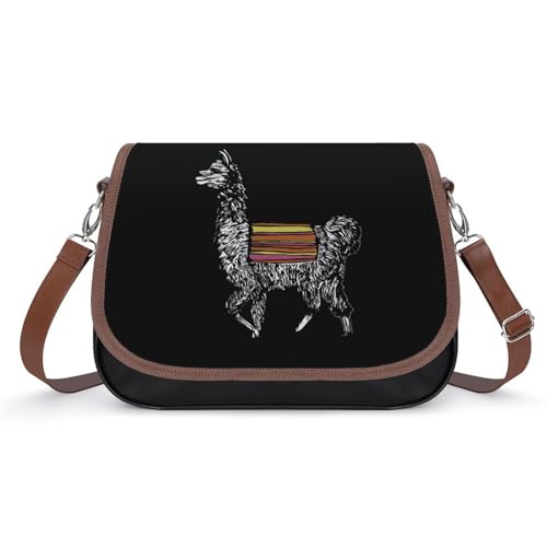 LLAMA Crossbody Bag Anti-Theft Side Shoulder Bags Adjustable Leather Messenger Bag Unisex