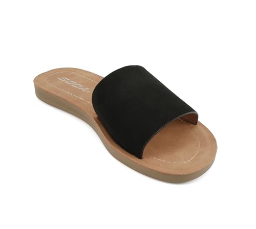 Image of Soda Shoes Efron-S Women Flip Flops Basic Plain Slippers Slip On Sandals Slides Casual Peep Toe Beach