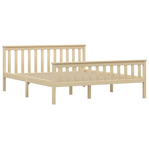 Preisvergleich Produktbild vidaXL Massivholz Bettgestell Bett Massivholzbett Holzbett Kiefernholz Doppelbett Futonbett Bettrahmen Lattenrost Schlafzimmer Helles Holz 160x200 cm