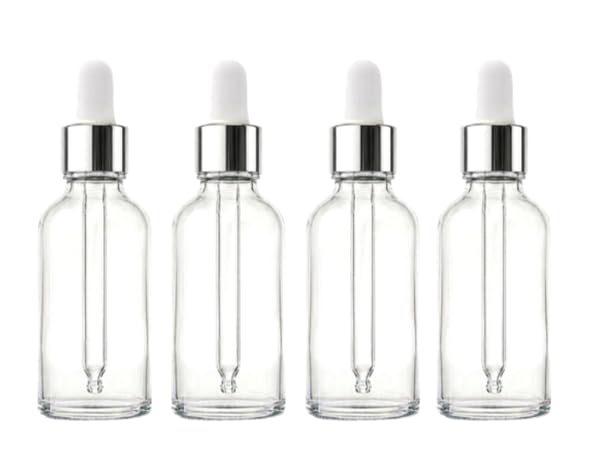 VOW 10ML Transperant Empty Glass Dropper Bottles, Silver Sleeve, White Rubber Teat, Leakproof, Travel For Oil, Perfume, Serum, Cosmetic_Pack of 4-image-49