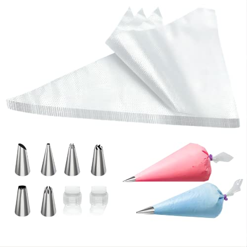 SSZCHWH 100 Piezas Manga Pastelera,Mangas Pasteleras Desechables,con 6 Boquillas Y 1 Convertidor,Mangas Pasteleras Puede Hacer Pasteles, Galletas Y Otros Cover
