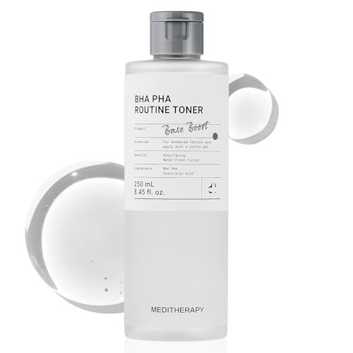 MEDITHERAPY Tónico Facial Bha Pha Para Rutina Diaria, Exfoliante Suave Con 2% De Pha Y 0,49% De Bha, 250 Ml (Paquete De 1) Transparente