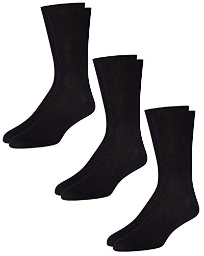 Calvin Klein Men's 3 Pack Non Binding Crew Socks, Black, Shoe Size 7-12