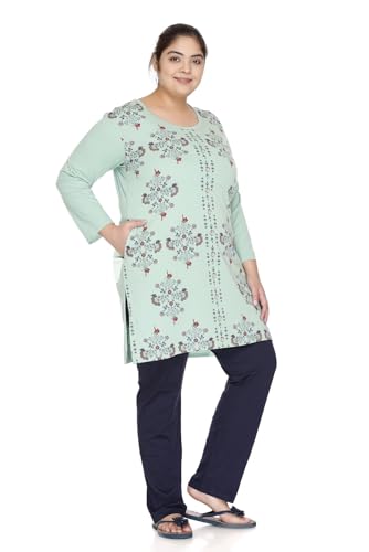 Image of In Love Women's Plus Size Printed Long Tops, Round Neck 3 /4 Sleeve Relaxed Fit Longline T-Shirt Tunic
