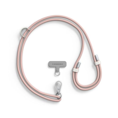 RHINOSHIELD Waterproof and Durable TPU Crossbody Phone Lanyard, Pale Pink, TPU Crossbody Phone Lanyard+Lanyard Card