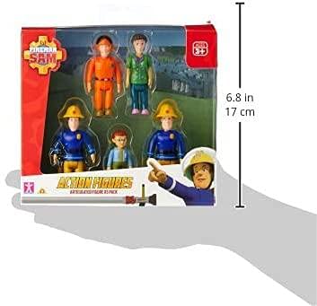Character Options Fireman Sam Action Figures 5-Pack, Scaled Play Preschool poseable Figures, Imaginative Play