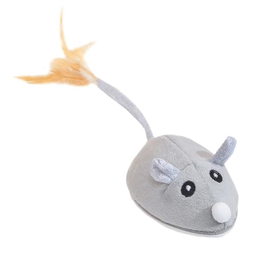 Abaodam Rechargeable Electric Cat Mice Interactive Simulation Mouse Model for Indoor Play Stimulates Curiosity Durable Design with Realistic Plume Tail for Reducing Cat