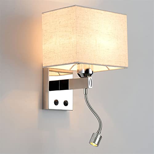 Lámpara de Pared LED para Interior, lámpara de Lectura para mesita de Noche, Apliques de Pared Cuadrados Modernos con 1 Casquillo E27, Apliques de Pared para Sala de Estar, Apliques de Pared