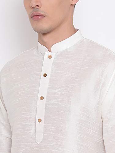 Image of VM Men's Cream Silk Blend Kurta and Dhoti Set VMMUK001CRnCDRG 38