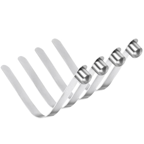 PATIKIL 7 x 7mm Kayak Paddle Snaps, 4 Pack Tent Pole Clips Steel V Shaped Single Pin Push Button Spring Clips Lock Tube Pole Clips for Camping Awning, Silver Tone, 47mm Long