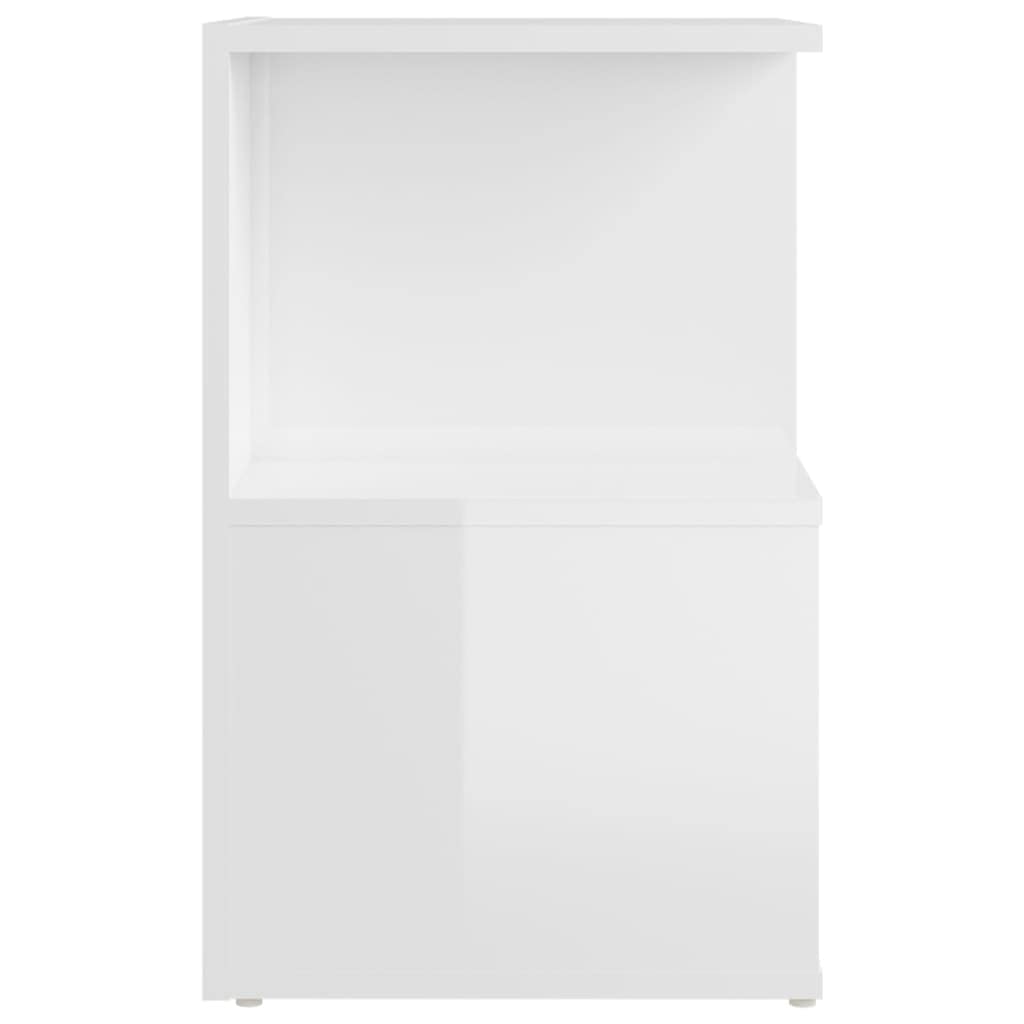 Comodini 2 pezzi, colore bianco lucido, 35 x 35 x 55 cm, in legno, per camera da letto, ufficio, studio