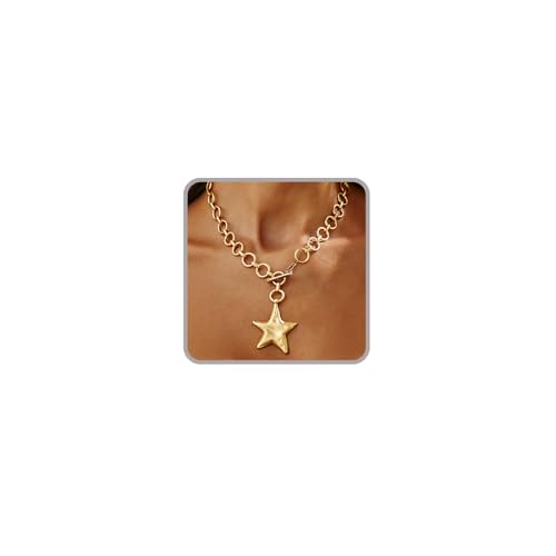 Sora Tuki Chunky Star Necklace for Women Trendy Big Statement Necklace Large Star Pendant Necklaces Thick Chain OT Toggle Necklaces Boho Chunky Jewelry (G)