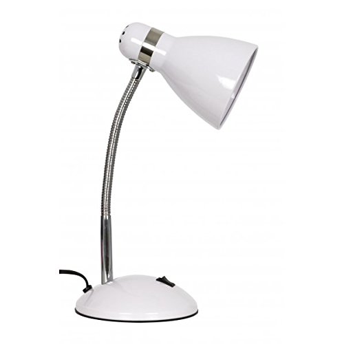 BEL AIR HOME - Lámpara de Escritorio PISA, Flexo para Mesa de Trabajo o Mesita de Noche de Metal con Interruptor ON/OFF, 1xE27 (BOMBILLA NO INCLUIDA) (AMARILLO) (BLANCO)