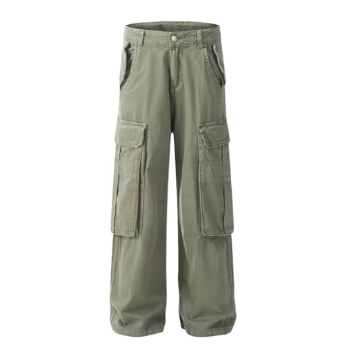 Men's Pants Spring Summer Retro Multi-Pocket Wide Leg Straight Leg Cargo Trouser for Men - Main Image