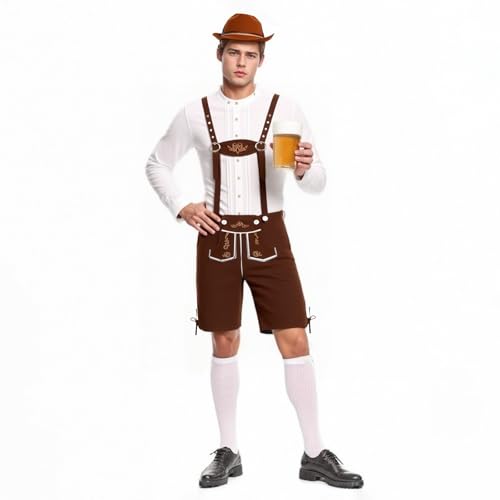 Costume traditionnel bavarois haut de gamme en cuir de vachette véritable