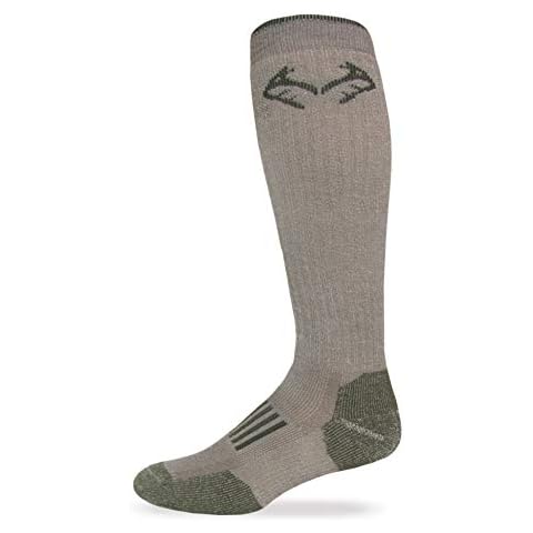 RealTree Heavyweight Merino Wool Tall All Season Boot Socks 1 Pair, Large, Tan/Olive Cover
