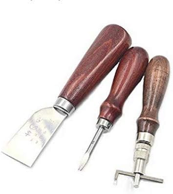 Miniatura 3 de Kit de herramientas de punzón de carft de cuero de Pingle 18 unids costura tallado trabajo costura silla de montar Groover cuero artesanía