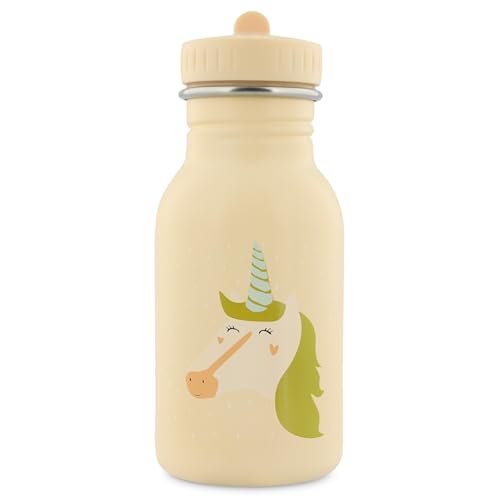 Trixie Baby Trinkflasche aus Edelstahl, 350ml/500ml, Auslaufsicher, mit Tragekordel, Schlanke Form für Kleine Hände, Bruchsicher, ab 3 Jahren (Mrs. Unicorn, 350ml)