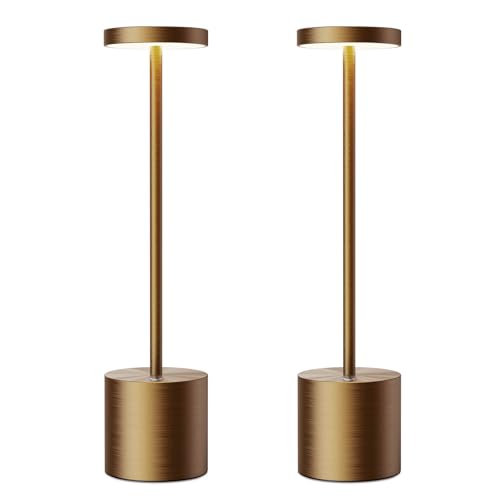 SAKRINGT Cordless Table Lamps Rechargeable,6000mAh Portable Battery Operated LED Table Light for Restaurant Outdoor 2 Pack Titanium