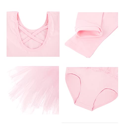 EASTBUDDY Ballet Dress for Girls,Toddler Dance Leotard with Tutu Skirt Short/Long Sleeve Ballerina Outfit4