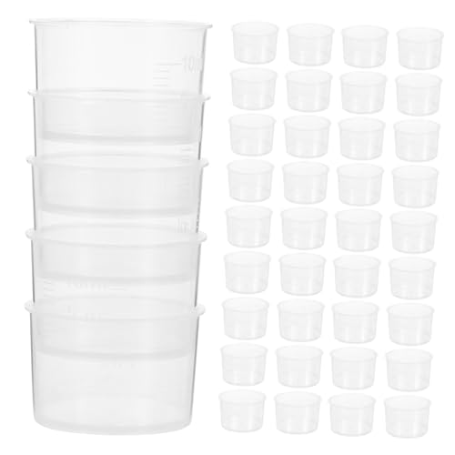 Abaodam 100個 使い捨て可能で耐久性のある透明プラスチック計量カップ 目盛り付きで液体測定に 学校実験や調理に適用 再利用可能