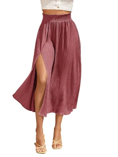 High Waist Paperbag Waist Slit Thigh Skirt 2025 Fashion Skirts for Women