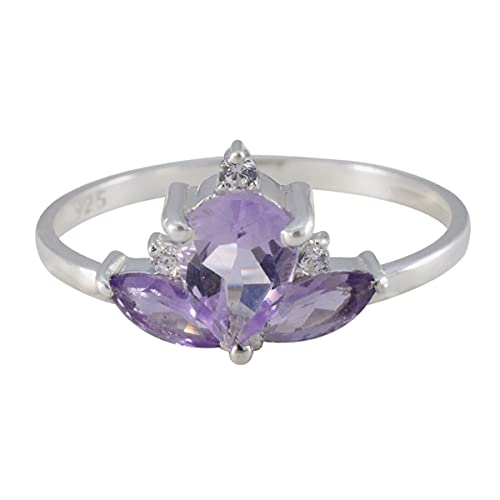 Bague en améthyste véritable argent 925 pour style quotidien