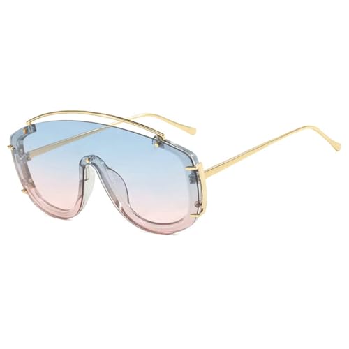 Oversized Pilot Sunglasses for Women Men Flat Top Shield Frameless Sun Glasses Punk Large Frame Eyewear S68
