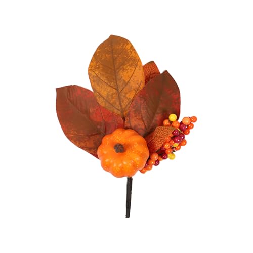 Fictory Rama de hoja de calabaza artificial, 23 cm, tela de espuma realista, follaje de plástico para decoración del hogar, coronas y manualidades