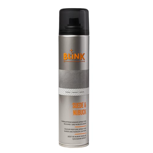 BLINK Wildleder & Nubuk Pflege Spray 250 ml Farblos Schuhpflege Spray für Wildleder Veloursleder & Nubuk Reinigt erneuert & frischt Farben auf
