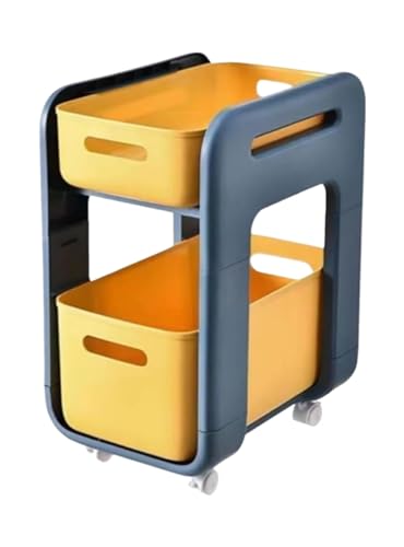 Fiozwea キッチンカート スパイスラック ラック フロア 多層 隙間収納ラック キャスター付き バスルーム トイレ モバイル収納ラック 2層 組み立て簡単 (38*26*49cm,C)