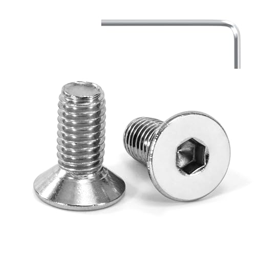 Tunejoy Viti a Testa Svasata M5 x 12 mm Vite a testa svasata Brugola Bulloni in Acciaio Inox A2 V2A Viti a Testa Piatta Norma DIN 7991 con Chiavi a Esagono Filettatura Completa 20 pezzi