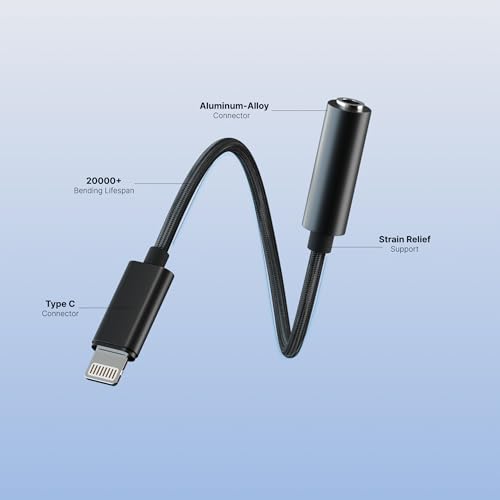 Image of Basesailor Lightning to 3.5mm Headphone Adapter (Black) | Lightning to AUX Audio Jack Connector Converter Compatible for iPhone | Hi-Fi Sound Quality | Compact & Portable Design by AIL-KIN