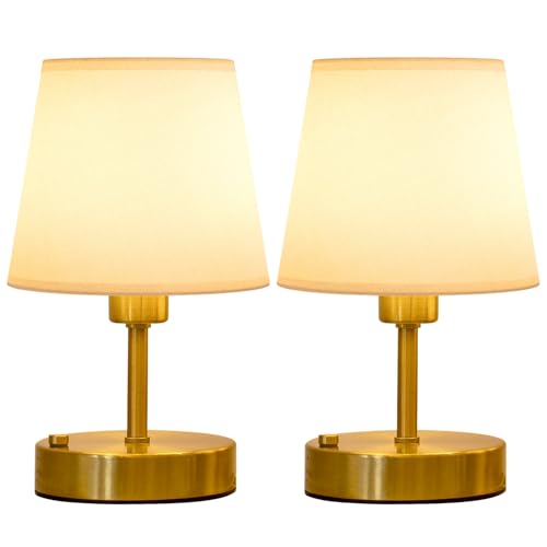 EppieBasic Rechargeable Table Lamp Cordless: Fast Charging & Long Lasting - 2700K Warm Light Vintage Small Gold Lamps for Women Housewife - Living Room Bedroom - 2 Pack