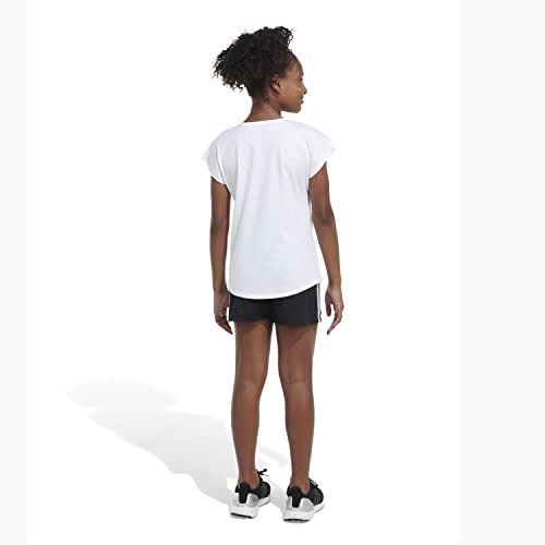 adidas Girls Short Sleeve Scoop Neck Tee 22 T Shirt, White/Peace, Medium3