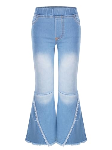 DINORMIN Kids Cowgirl Cute Flare Bootcut Jeans Bell Bottoms Jeans for Girls Casual Ripped Denim Pants