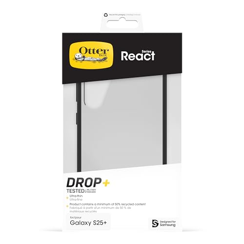 OtterBox React Hülle für Samsung Galaxy S25+, Transparent/Schwarz – Ansicht 5
