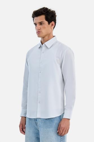 Image of SNITCH Men Casual & Formal Shirt | Regular Fit Full Sleeve Spread Collar Solid Style | 100% Cotton Breathable Woven Fabric for Everyday Wear & Stylish Office Outings