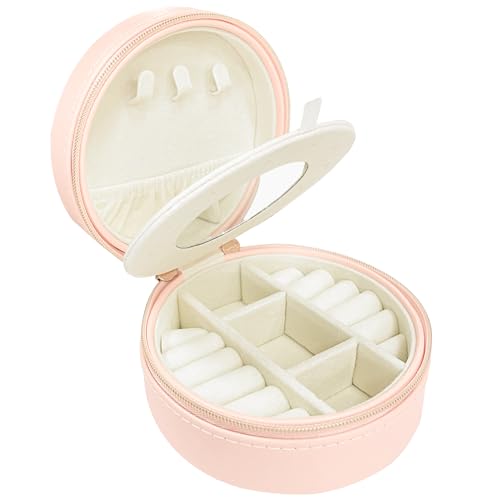 ADEL DREAM Boîte à bijoux rectangulaire pour femme et jeune fille Petite boîte à bijoux de voyage pour bagues, boucles d'oreilles et colliers Trois couleurs aux choix (Rose)