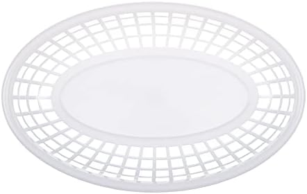 Invero 12 Pack of Oval Food Serving Baskets - Ideal for Chips, Fries, Burgers, Sandwiches, Outdoor Picnics, BBQ's, Summer Parties and more