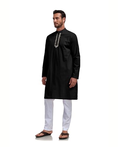 Jacansi Mens Kaftan Thobe Button Down Casual Cotton Long Sleeve Robe Linen Muslim Gown Kurta Caftan with Pocket4